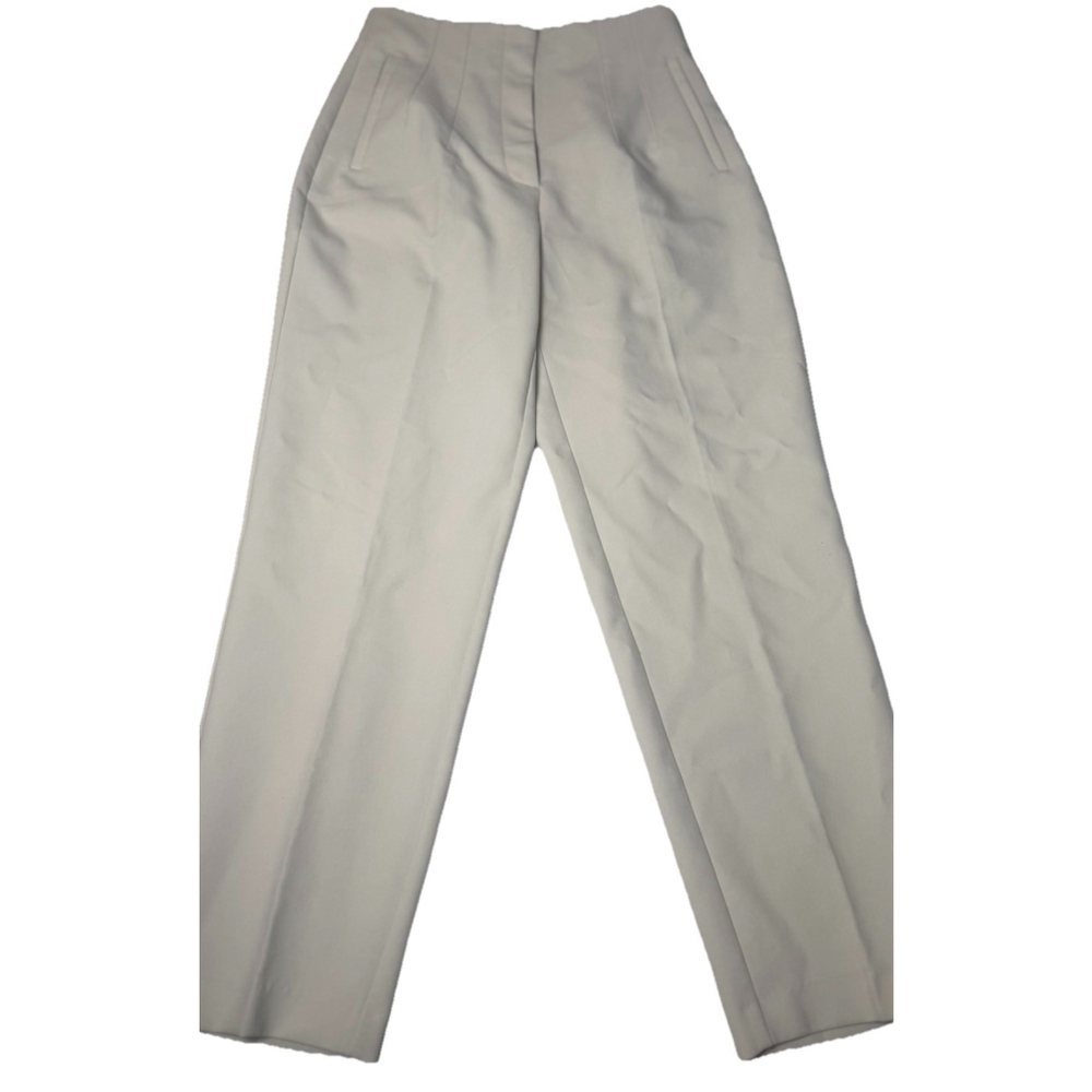 ZARA Beige Pleated Front Dress Pants Women Straight Leg Zipper Button Medium